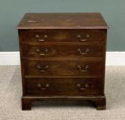 VICTORIAN MAHOGANY CHEST circa 1870, four long oak lined drawers, crossbanded edging, circular brass
