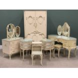 ELEVEN PIECE FRENCH STYLE PAINTED BEDROOM SUITE, comprising two door wardrobe, 180 (h) x 95 (w) x