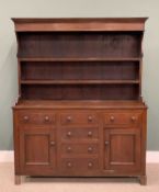 NORTH WALES OAK DRESSER circa 1870, shaped sided plate rack, shelves, wide boarded back, panel sided
