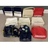 QUANTITY OF VINTAGE TRAVEL BAGS, some advertising various airlines, various measurements Provenance: