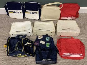 QUANTITY OF VINTAGE TRAVEL BAGS, some advertising various airlines, various measurements Provenance: