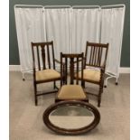 MIXED OCCASIONAL FURNITURE, comprising two oak carver arm chairs and one open side chair,