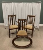 MIXED OCCASIONAL FURNITURE, comprising two oak carver arm chairs and one open side chair,