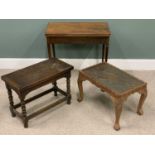 THREE ANTIQUE & LATER TABLES, comprising Victorian crossbanded mahogany fold over card table,