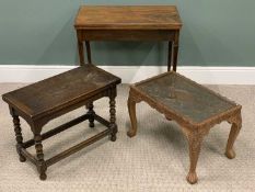 THREE ANTIQUE & LATER TABLES, comprising Victorian crossbanded mahogany fold over card table,