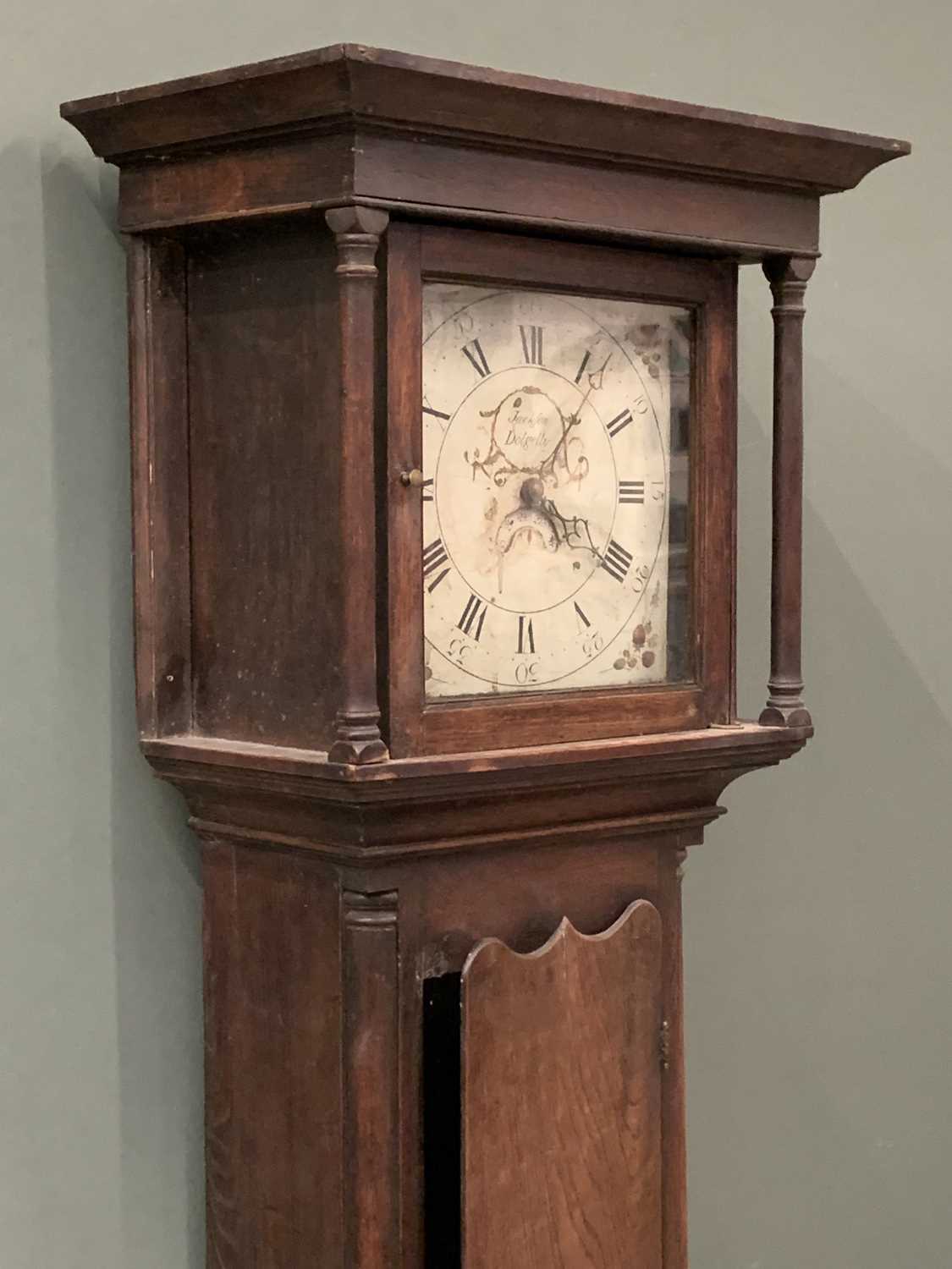 NORTH WALES ANTIQUE OAK LONGCASE CLOCK 'Jackson, Dolgelly' 12ins painted square dial, Roman - Image 7 of 9