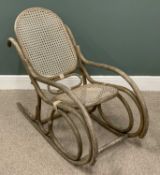 VINTAGE BENTWOOD ROCKING CHAIR with cane work back and seat, 92 (h) x 49 (w) x 42cms (seat d)