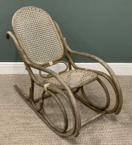 VINTAGE BENTWOOD ROCKING CHAIR with cane work back and seat, 92 (h) x 49 (w) x 42cms (seat d)