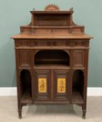 AESTHETIC MOVEMENT STYLE SIDE CABINET circa 1900, upper twin shelf and drawer, pillar and cap
