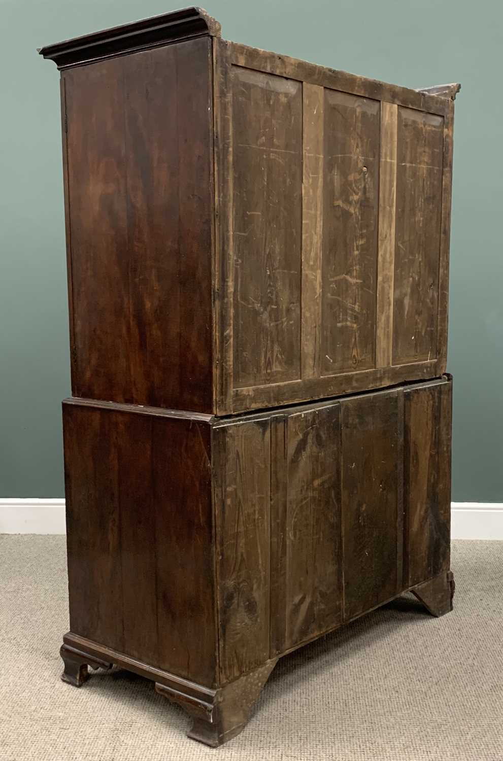 19TH CENTURY MAHOGANY PRESS CUPBOARD, moulded cornice, twin inset panel upper cupboard doors, - Image 5 of 5