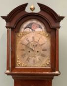 OAK LONGCASE CLOCK CIRCA 1830 by Gabriel Smith Chester, arched top moon phase dial, Roman