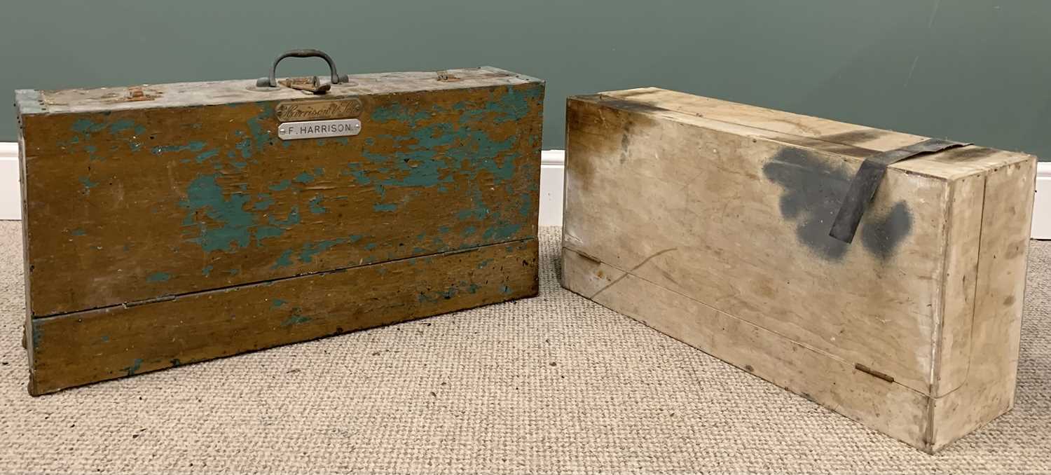 TWO VINTAGE TOOLBOXES AND CONTENTS, drop-drown fronts, 39 (h) x 80 (w) x 29cms (d) the largest - Image 4 of 4