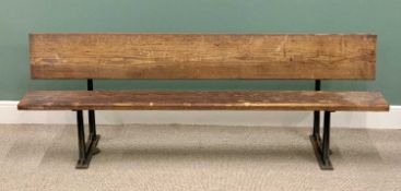 VINTAGE WOOD AND CAST IRON RAILWAY PLATFORM BENCH, 76 (h) x 215 (w) x 52cms (d) Provenance: deceased