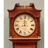 LONGCASE CLOCK CIRCA 1830, oak and mahogany, enamelled dial by J N Smith, Leek, Roman numerals,