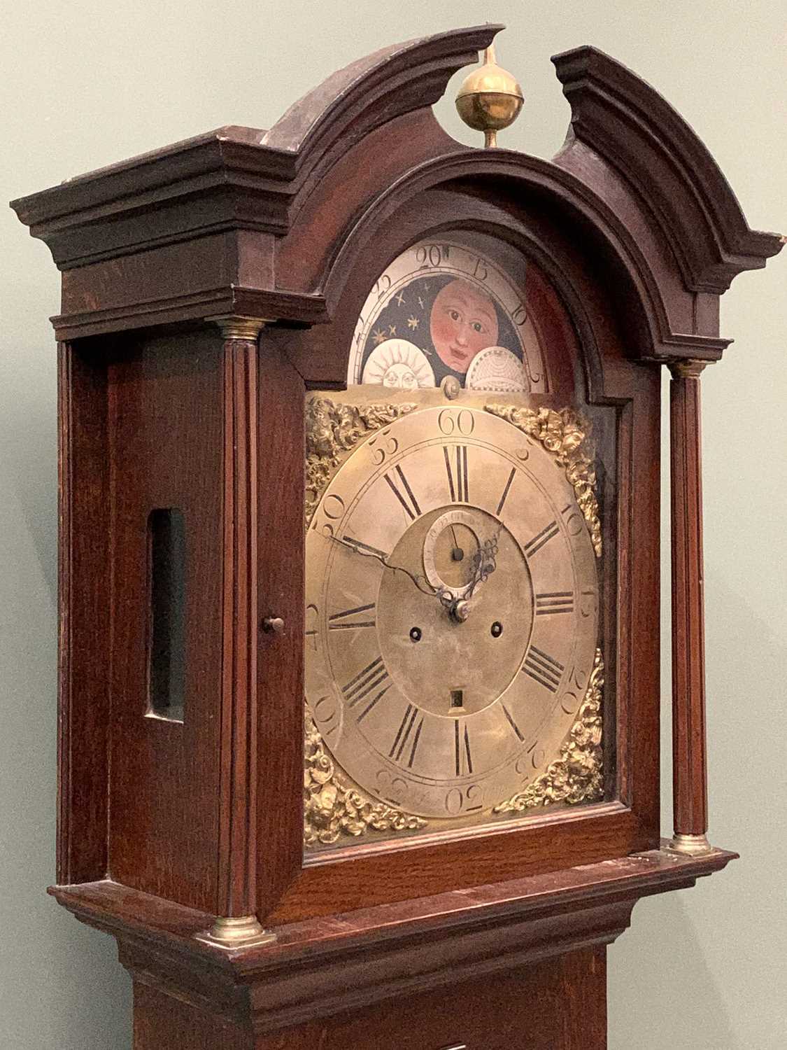 OAK LONGCASE CLOCK CIRCA 1830 by Gabriel Smith Chester, arched top moon phase dial, Roman - Image 3 of 10