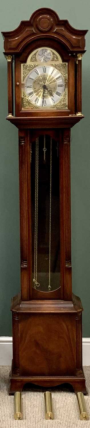 JAMES STUART ARMAGH REPRODUCTION MAHOGANY TRIPLE WEIGHT LONG CASE CLOCK, Tempus Fugit, brass dial, - Image 2 of 6