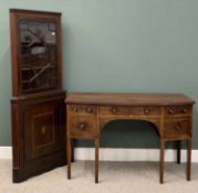 TWO ANTIQUE CROSSBANDED MAHOGANY FURNITURE ITEMS, comprising George IV style bow front side board,