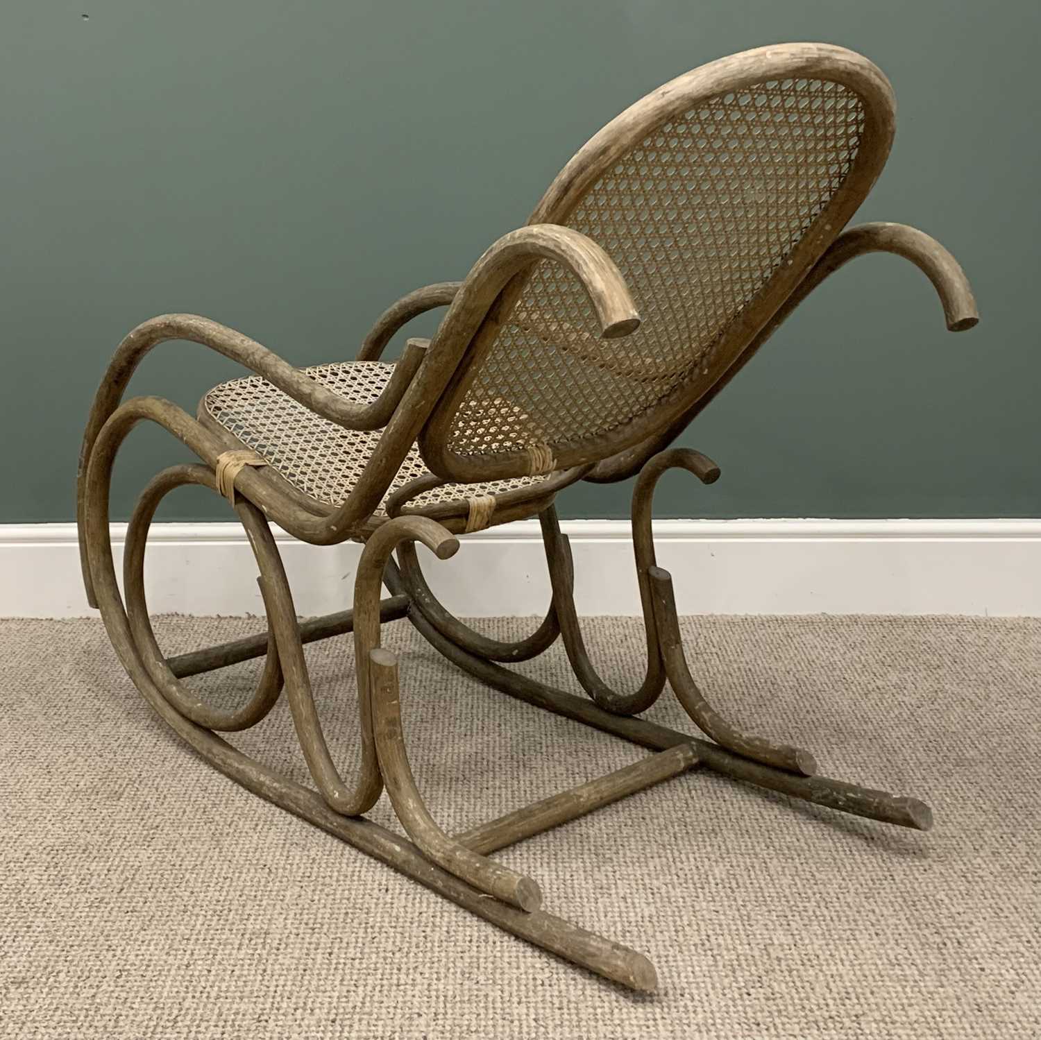 VINTAGE BENTWOOD ROCKING CHAIR with cane work back and seat, 92 (h) x 49 (w) x 42cms (seat d) - Image 3 of 3