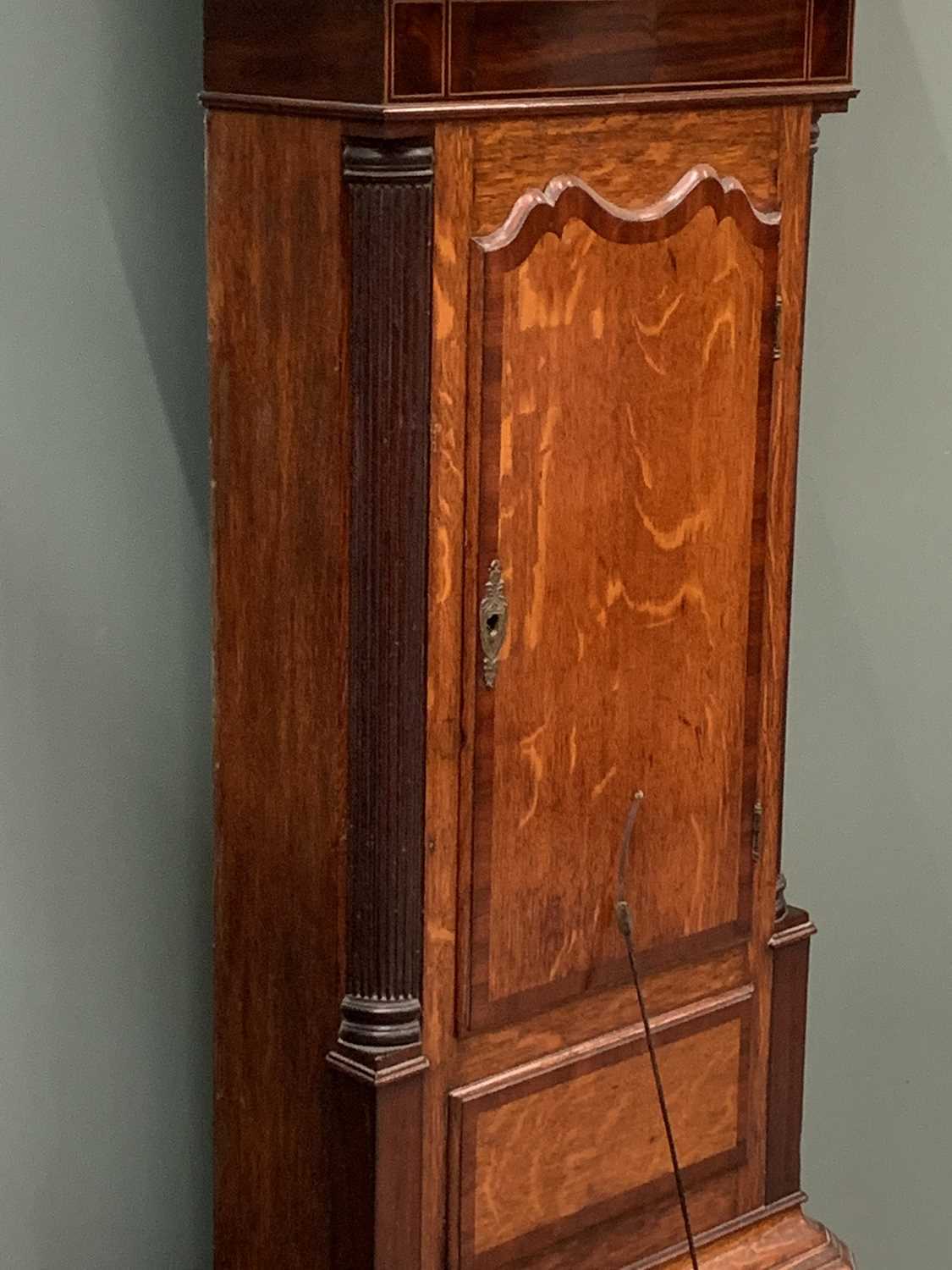 LONGCASE CLOCK CIRCA 1830, oak and mahogany, enamelled dial by J N Smith, Leek, Roman numerals, - Image 10 of 10