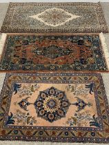 THREE WILTON & OTHER EASTERN STYLE WOOLEN RUGS, the Persian pattern Wilton in 100% worsted wool,