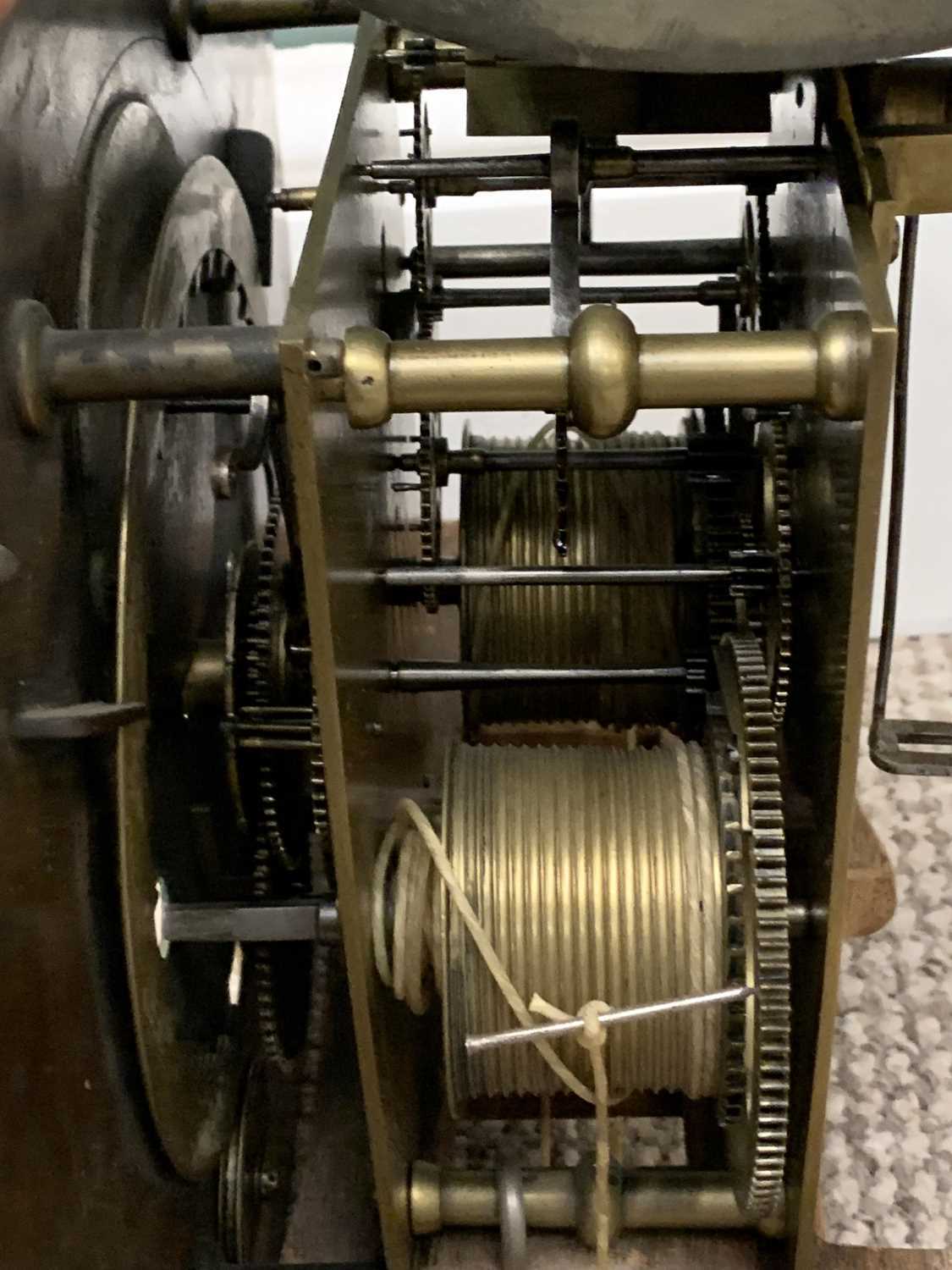 ANTIQUE OAK LONGCASE CLOCK by George Bucke, Bungay, 12in square brass dial, pierced spandrels, Roman - Image 10 of 10