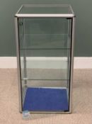 MODERN COUNTERTOP DISPLAY CABINET, chrome and brushed aluminium, interior glass shelves, 95 (h) x 50