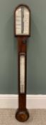 ABRAHAM & CO. LIVERPOOL GEORGIAN MAHOGANY STICK BAROMETER, ivory slip scales, mercury intact,