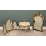 THREE GILDED OCCASIONAL FURNITURE ITEMS, comprising vintage Rococo Chippendale style carved wood,