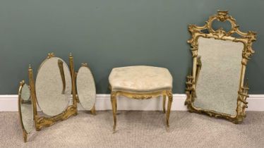 THREE GILDED OCCASIONAL FURNITURE ITEMS, comprising vintage Rococo Chippendale style carved wood,