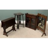 FOUR ITEMS OF FURNITURE each circa 1900, comprising mahogany drop leaf Sutherland table, wavy edge