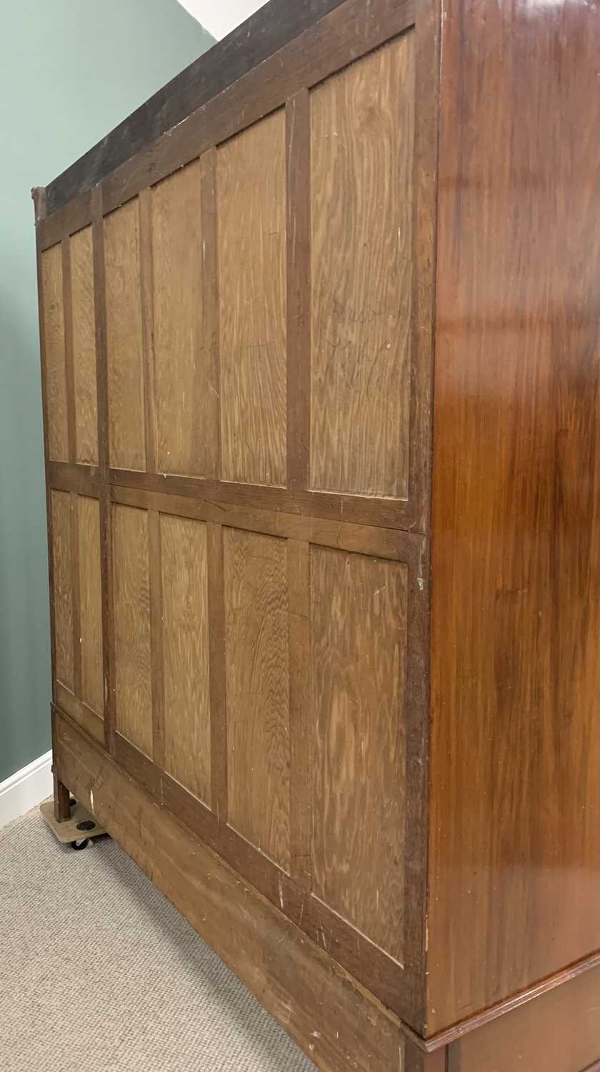 MAHOGANY TRIPLE WARDROBE circa 1900, capped pillar detail to the corners, walnut crossbanded quarter - Image 8 of 8