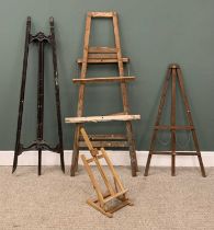 FOUR VARIOUS ARTIST'S DISPLAY/WORK EASELS, 167 x 76cms the largest Provenance: private collection