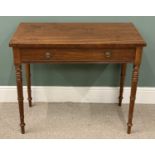 MAHOGANY SINGLE DRAWER SIDE-TABLE, brass circular backplates, wreath ring pull handles, single