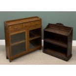 TWO POLISHED OAK BOOKCASES, comprising light oak example, three quarter upper rail, three frieze