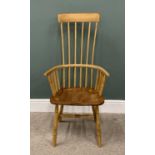 WELSH COMB BACK ARMCHAIR, curved semi-rustic crest rail, six spindle high back, curved hoop arm