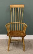 WELSH COMB BACK ARMCHAIR, curved semi-rustic crest rail, six spindle high back, curved hoop arm