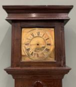 JOHN SANDERSON OAK BRASS DIAL LONGCASE CLOCK, early 18th Century, 10.5 inch square dial, Roman