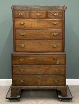 ANTIQUE OAK CHEST ON CHEST (for restoration), three short, three long upper drawers, three long