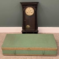 ANSONIA VIENNA TYPE WALL CLOCK & A LLOYD LOOM STYLE UNDERBED STORAGE BOX, stained wood clock case,