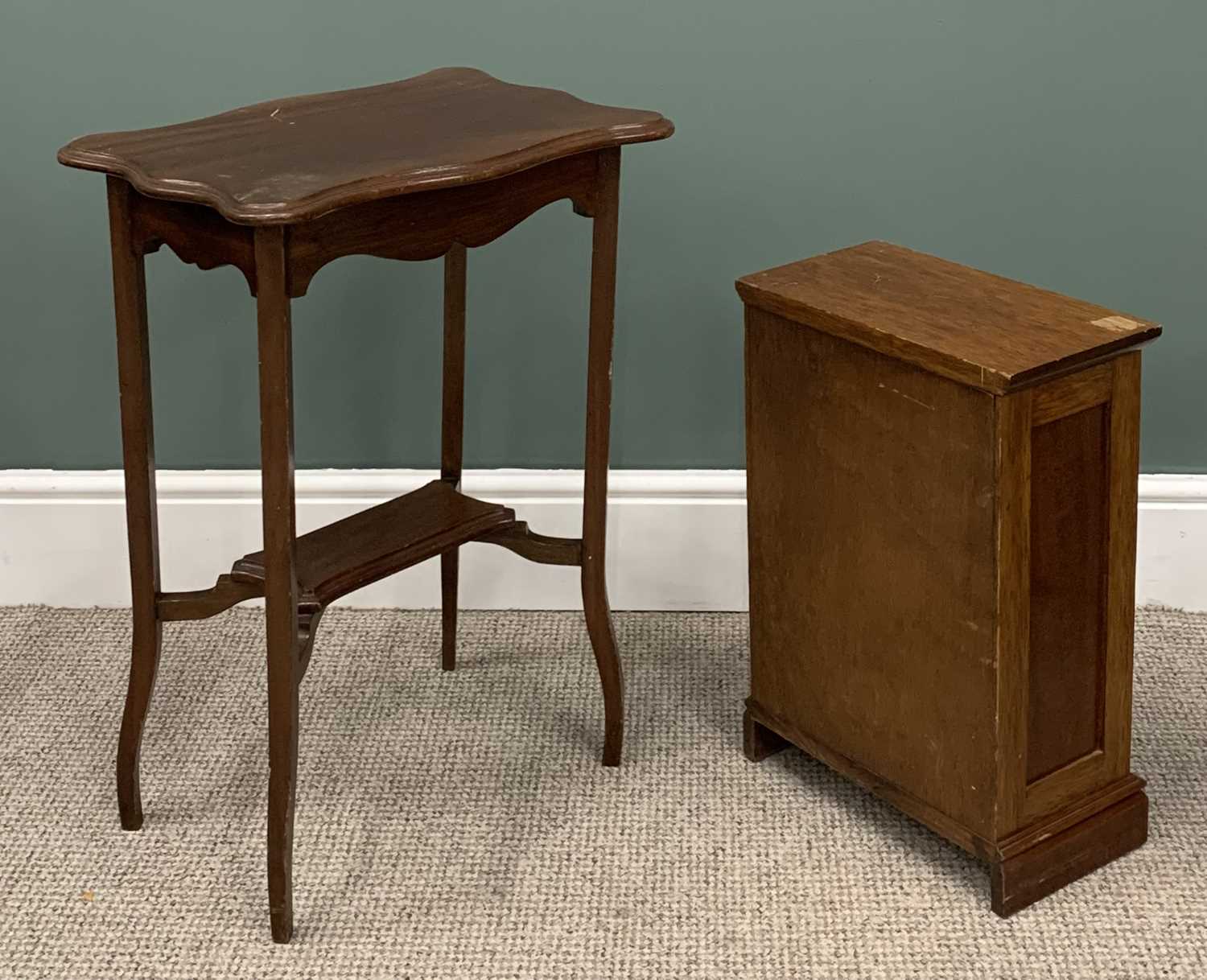VARIOUS VINTAGE & REPRODUCTION OCCASIONAL FURNITURE comprising walnut nest of three glass top - Image 5 of 5