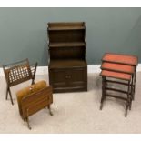 FOUR ITEMS VINTAGE & REPRODUCTION OCCASIONAL FURNITURE, comprising Ercol waterfall bookcase