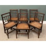 MATCHING SET OF SIX WELSH ELM FARMHOUSE CHAIRS, circa 1830, slightly curved crest rail, stick back