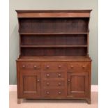 NORTH WALES OAK & PINE DRESSER circa 1870, shaped sided plate rack, shelves, wide boarded back,