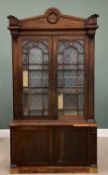 REGENCY AMERICAN-STYLE MAHOGANY BOOKCASE CUPBOARD (for restoration), Laurel wreath and knurled fan