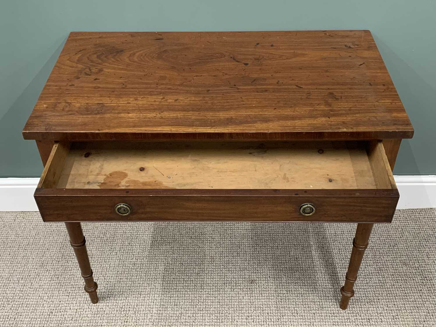 MAHOGANY SINGLE DRAWER SIDE-TABLE, brass circular backplates, wreath ring pull handles, single - Image 2 of 5