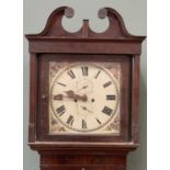 ANTIQUE MAHOGANY LONGCASE CLOCK painted dial, eight-day movement, (pendulum and weights included),