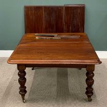 VICTORIAN MAHOGANY WIND-OUT DINING TABLE, three additional leaves, moulded edge rounded corner