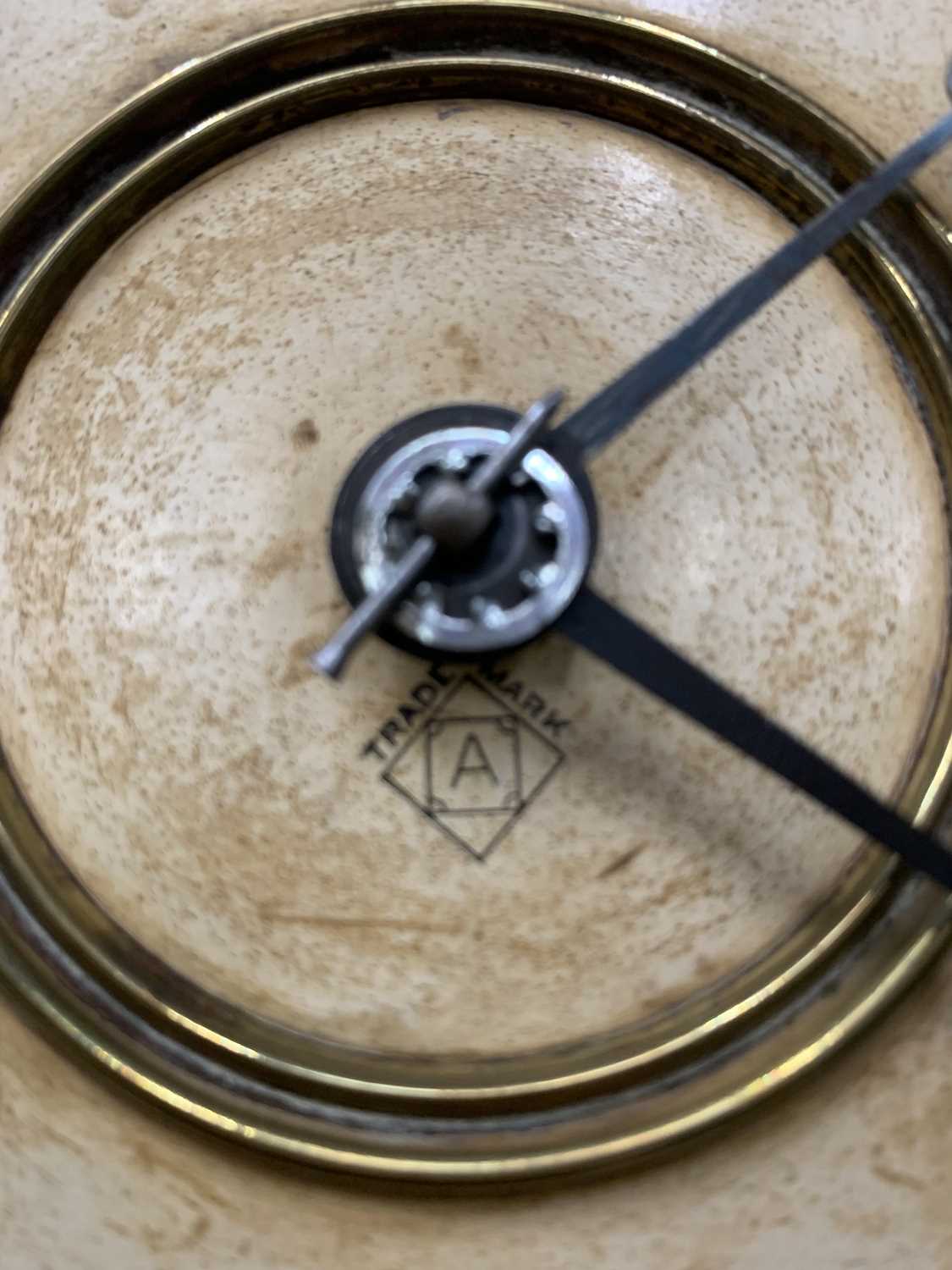 ANSONIA VIENNA TYPE WALL CLOCK & A LLOYD LOOM STYLE UNDERBED STORAGE BOX, stained wood clock case, - Image 4 of 7