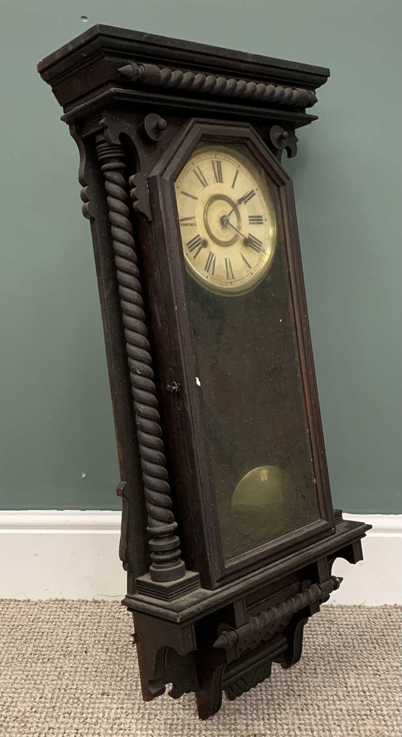 ANSONIA VIENNA TYPE WALL CLOCK & A LLOYD LOOM STYLE UNDERBED STORAGE BOX, stained wood clock case, - Image 3 of 7