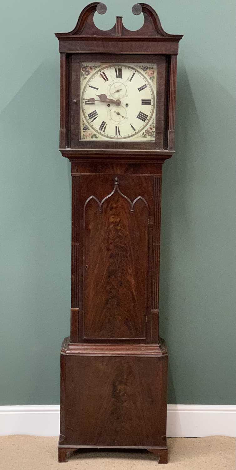 ANTIQUE MAHOGANY LONGCASE CLOCK painted dial, eight-day movement, (pendulum and weights included), - Image 2 of 11